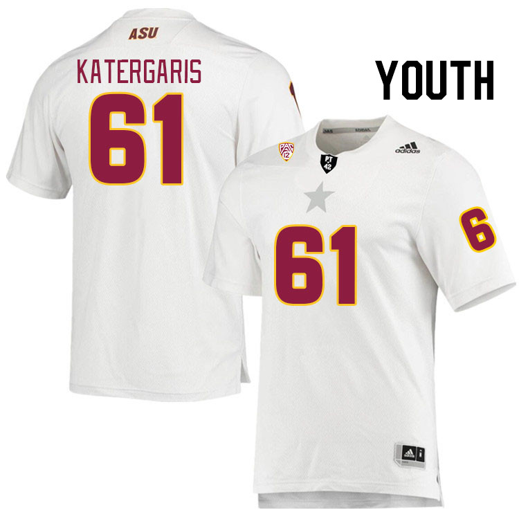 Youth #61 Matt Katergaris Arizona State Sun Devils College Football Jerseys Stitched Sale-White